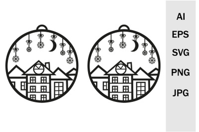 Christmas Earrings and Pendant, SVG cutting Files