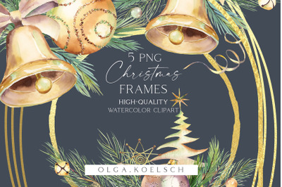 Gold christmas decor clipart Watercolor Christmas png Champagne glass,