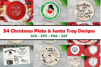 Christmas Plate &amp; Santa tray svg bundle, Merry christmas