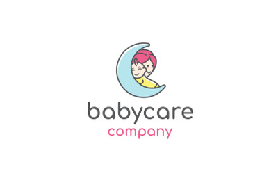 Mom and Baby Moon, Motherhood and Childbearing Logo Design