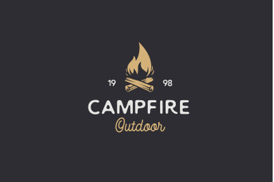 Vintage Burning Bonfire for Camping Logo Design