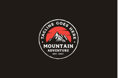 Hand drawn Vintage Hipster Mountain Adventure Stamp Logo