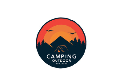 Vintage Retro Forest Camping Emblem Badge Logo Design