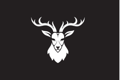 Deer Antler Head Logo Design Illustration