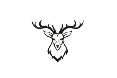 Deer Antler Head Logo Design Illustration