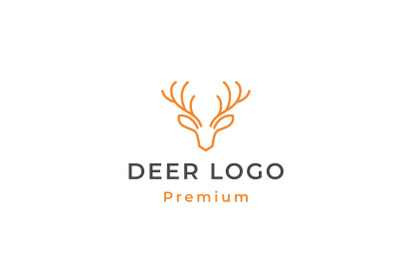 Monoline&2C; Line art Deer Antler Head Logo Design