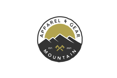 Hand drawn Vintage Hipster Mountain Adventure Stamp Label logo Design