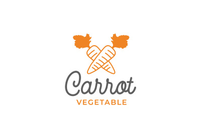 Simple Monoline vegetable Carrot Logo Design