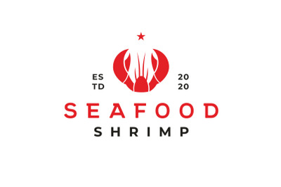 Seafood logo&2C; Lobster Prawn Shrimp Crawfish Logo Design