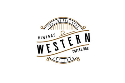 Vintage Retro Western Bar or Restaurant Badge Emblem Logo