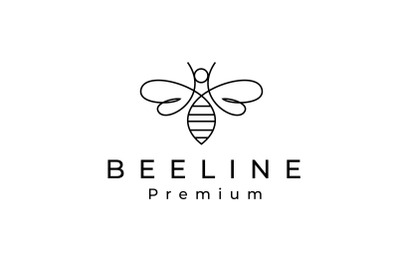 Simple Monoline Line Art Bee Logo Design