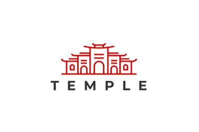 Line art Monoline Temple Logo Design Illustration Template