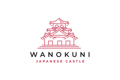 Japanese Castle Outline Line Monoline Logo Illustration