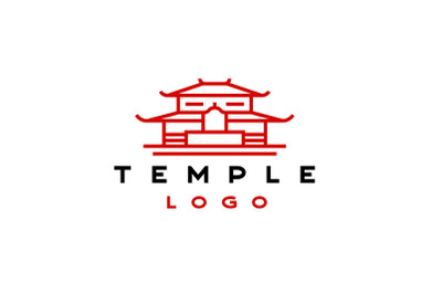 Line art Monoline Temple Logo Design Illustration Template