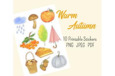 Autumn Watercolor Sticker Pack