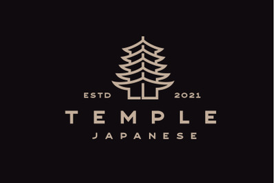 Retro Temple Logo Design Illustration Template