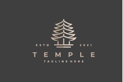 Retro Temple Logo Design Illustration Template