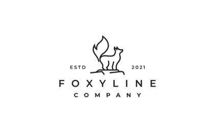 Fox Line Art, Outline Logo Design