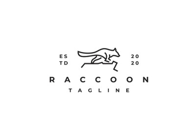 Raccoon Line Outline Logo Design