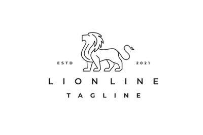 Line Art Lion Logo Design Vector Illustration