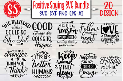 Positive Saying SVG Bundle cut file