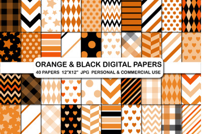 Orange and black Halloween background digital papers pack