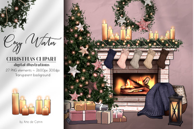 Cozy Winter, Christmas Clipart, PNG