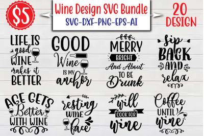 Wine Design SVG Bundle cut file