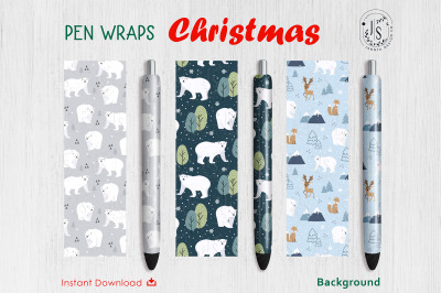 Christmas White Bear Pen Wraps File Set