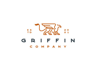 Line Art Griffin Logo Design Vector