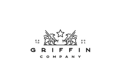 Line Art Griffin Logo Design Vector