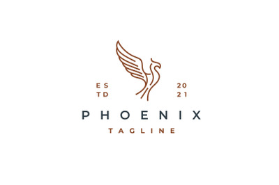 Line Art Phoenix Bird Logo Design