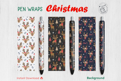 Christmas Reindeer Pen Wraps File Set