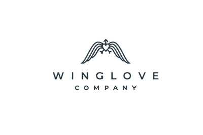 Wing With Love and Arrow Arrowhead Logo Design