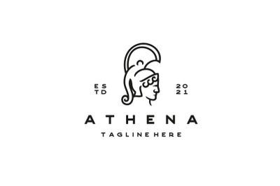 Goddess Greek Athena Logo Design Vector