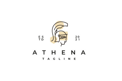 Goddess Greek Athena Logo Design Vector