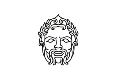 Greek god Zeus Line Art Logo Design