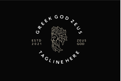 Vintage Hipster Greek god Zeus, Ancient Greek God Logo