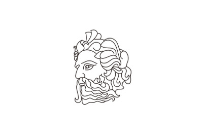 Greek god Poseideon Line Art, Ancient Greek God Logo Design
