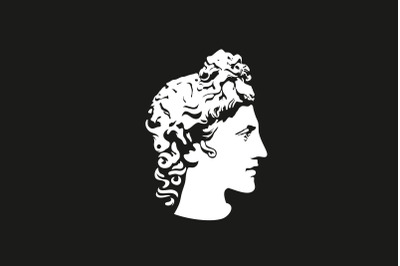 Greek god Apollo Logo. Ancient Greek God Sculpture Logo