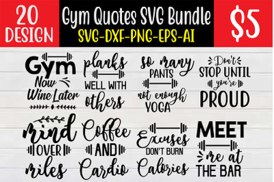 Gym Quotes SVG Bundle cut file