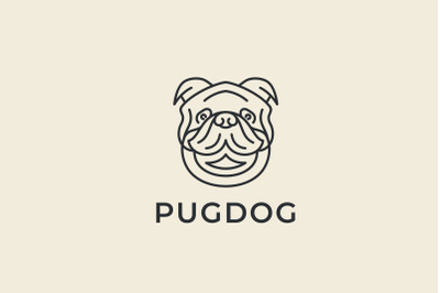 Line art Pug Dog Logo Design