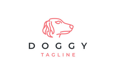 Simple Dog Head Line art Logo Design