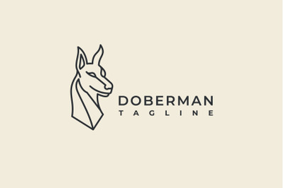 Line art Doberman Pinscher Dog Logo Design