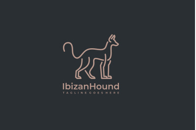 Line Art Hunting Dog Silhouette Vector Logo Illustration