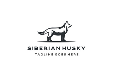 Dog Siberian Husky Logo Design Vector