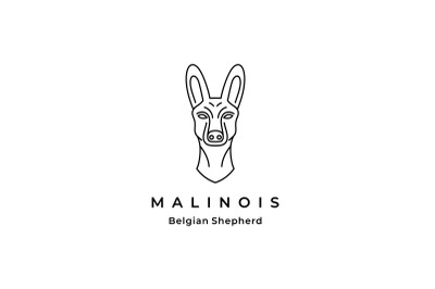 Belgian Malinois Dog Line art Logo Design