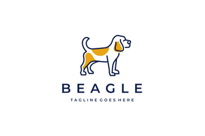 Beagle Dog Monoline Logo Design Vector