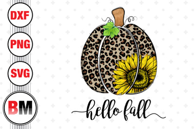 Hello Fall Hand Drawn Pumpkin Sunflower PNG Files