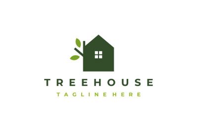 Tree and House Logo Design Vector